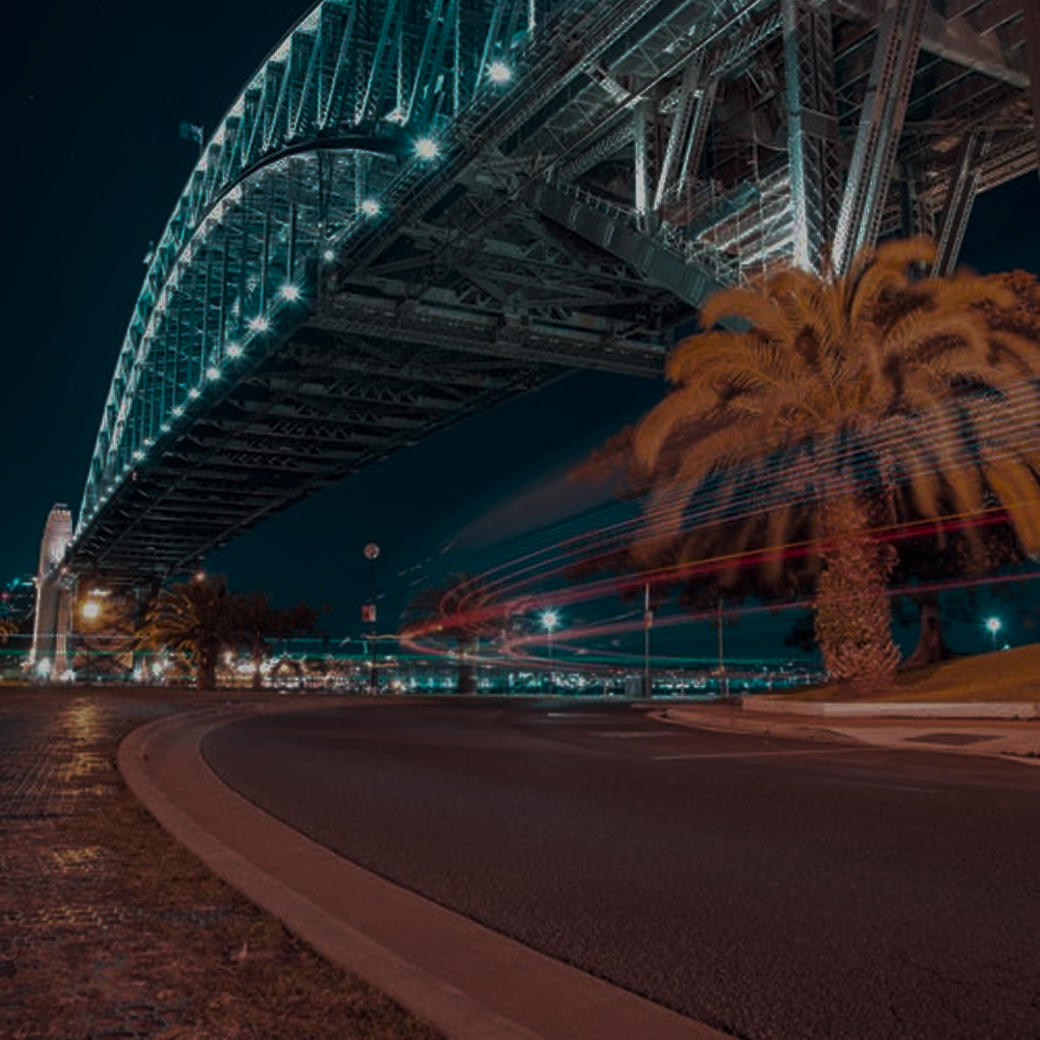 Under the Sydney Harbour Bridge at night
